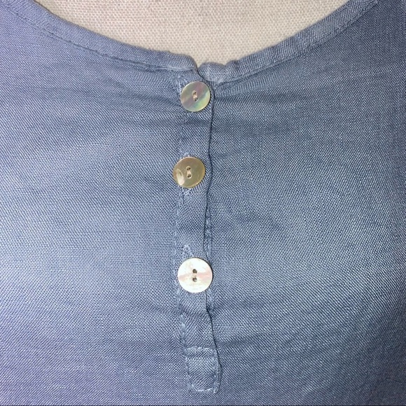 Italian Linen Blue Lagenlook Oversized Tunic Blouse Top Size XS - Picture 6 of 9